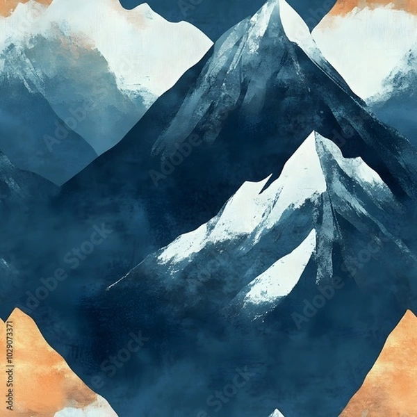 Obraz Snow Mountain with seamless pattern