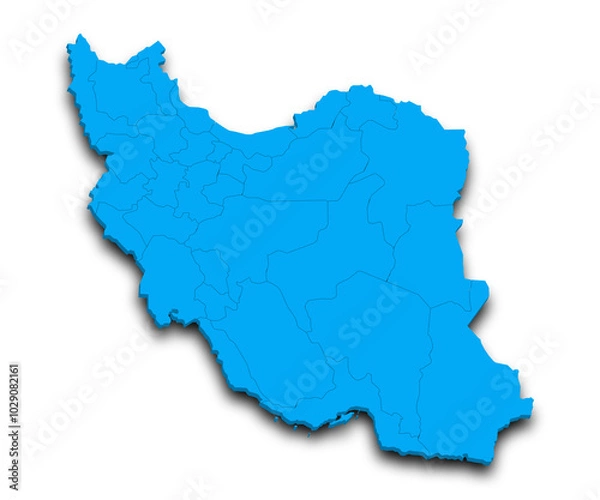 Fototapeta 3d Map of Iran country with color. middle East, ir, Iran country map