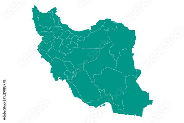 Fototapeta Iran administrative map. provinces map of Iran, blank Map, empty map of Iran country