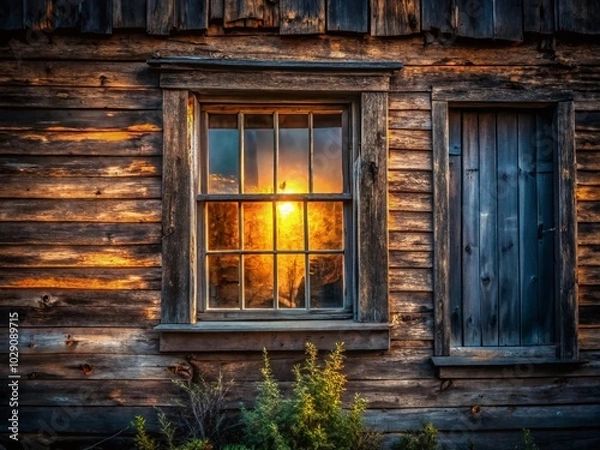 Fototapeta Old House Window in Low Light - Captivating Atmosphere and Timeless Charm for Nostalgic Photography