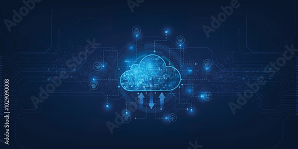 Fototapeta Cloud computing concept. Abstract cloud connection technology background.	