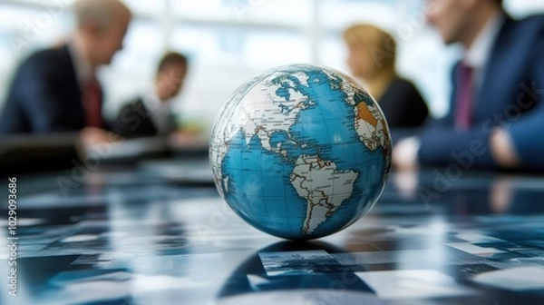 Fototapeta Close-up of competitive analysis between imported and local goods in a business strategy meeting