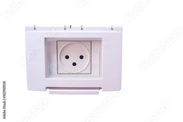 Obraz electrical socket with protective transparent cover for wet rooms