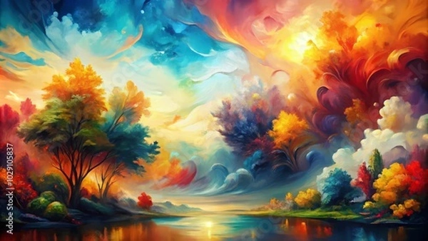 Fototapeta Abstract background featuring a hand-drawn aesthetic in an oil painting style.