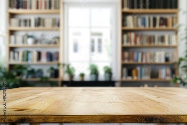 Obraz Home Library with Wooden Table