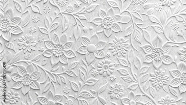 Obraz Floral emboss pattern on white paper material background
