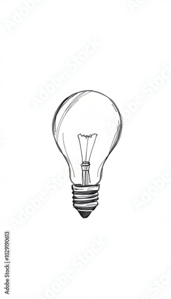 Fototapeta Abstract light bulb pencil sketch on white background with mock up place. Idea and innovate concept isolated with white highlights, png