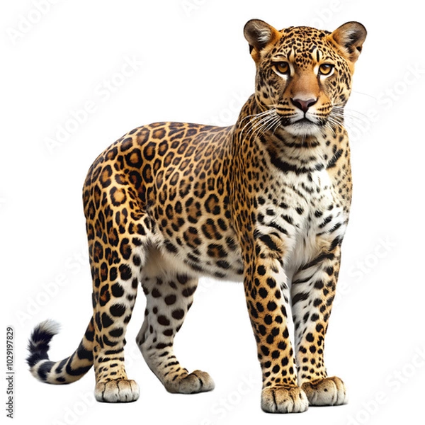 Fototapeta Leopard on white background
