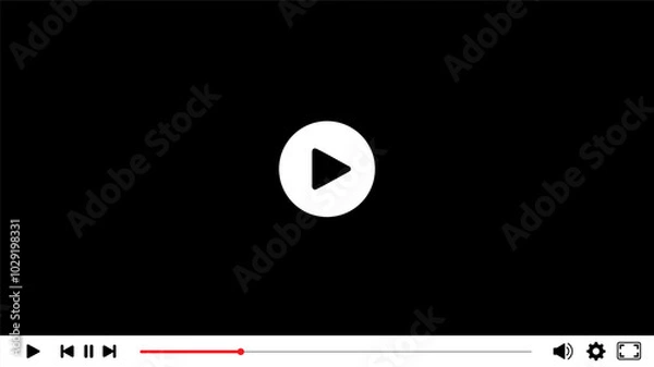 Obraz Video player interface with controls. The player window frame. Vector illustration