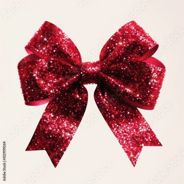 Fototapeta Shiny Red Glitter Bow for Artistic Creations