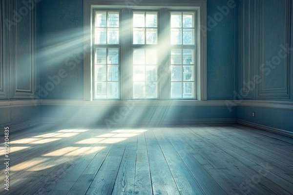 Obraz Sunbeams Streaming Through a Window into an Empty Room