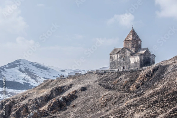 Obraz Morning on Lake Sevan in Armenia and Monastery