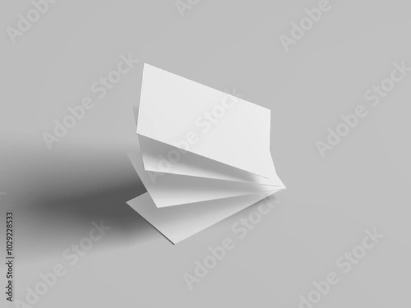 Fototapeta Perspective view floating business cards mockup
