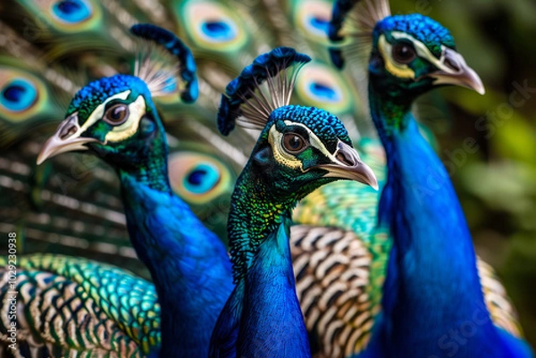 Obraz Peacock Couple - Vibrant Wildlife Illustration