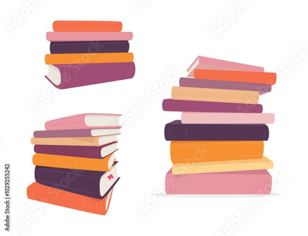 Fototapeta Vector stack of books. Pile of books isolated on white background. Colorful illustration	
