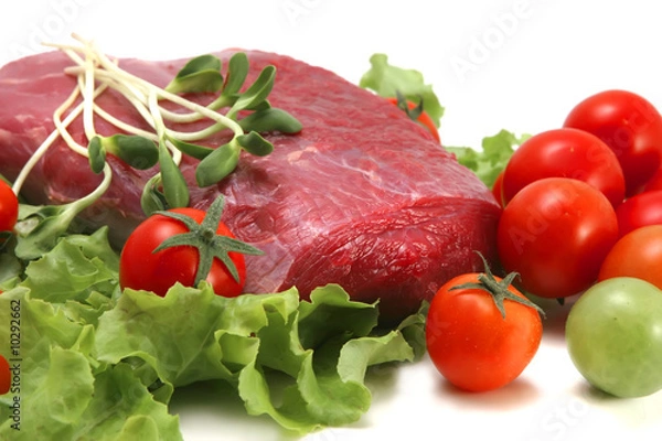 Obraz fresh raw beef image and vegetables