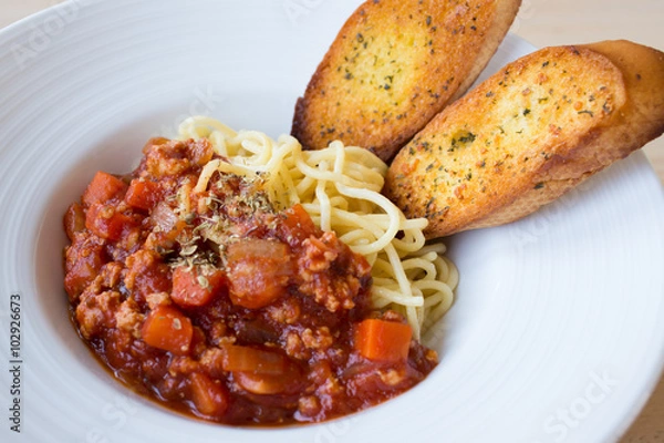 Obraz Spaghetti with Pork and Tomato Sauce