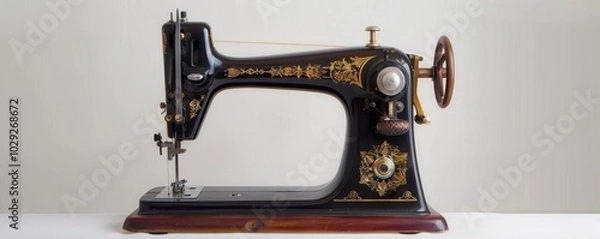 Fototapeta Sewing machine on white background, 4K hyperrealistic photo