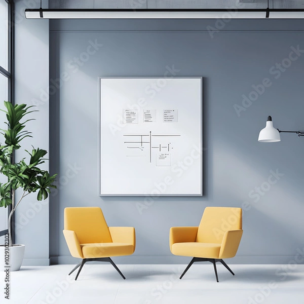 Fototapeta Business strategy flowchart discussion in a modern conference room