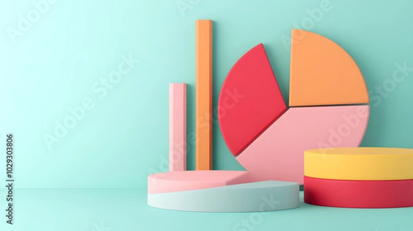 Obraz Business plan presentation featuring vibrant pie charts and revenue visualization