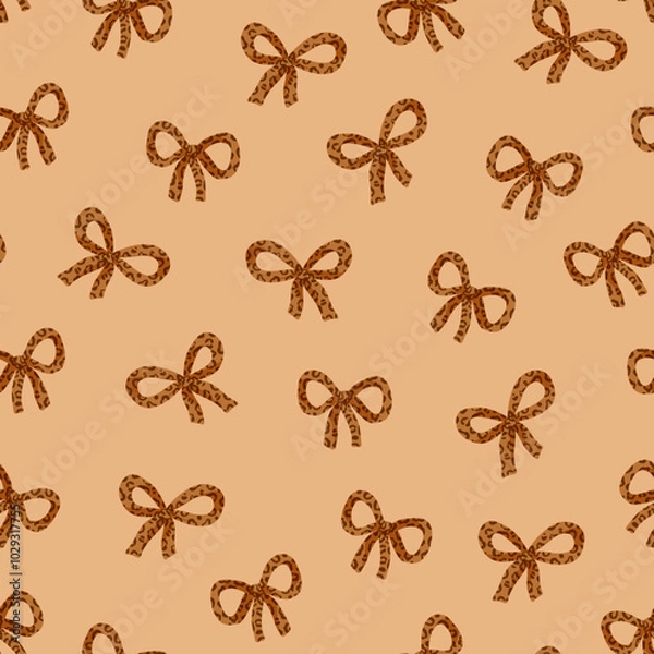Fototapeta Coquette leopard bows - seamless pattern design
