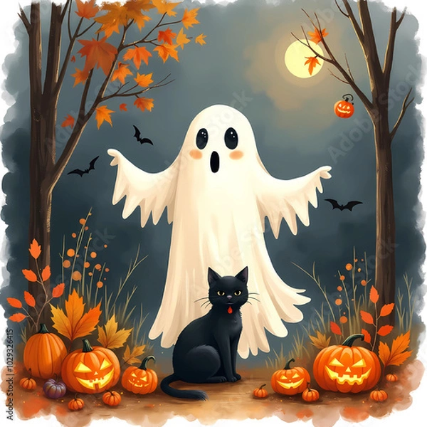 Obraz Cute Boho Halloween Ghost