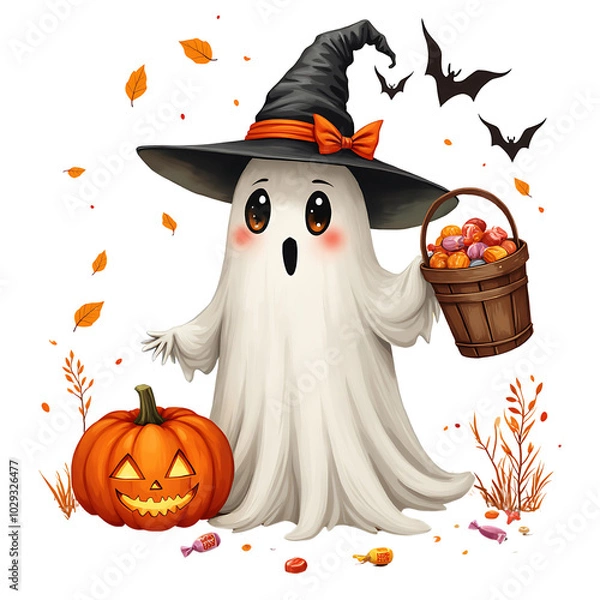 Obraz Cute Boho Halloween Ghost