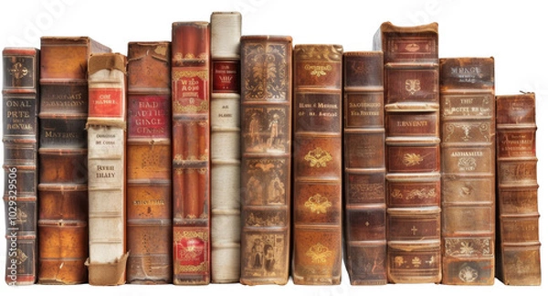 Obraz Vintage Library - Antique Reference Books Isolated on White