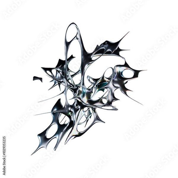 Fototapeta 3D rendered futuristic chrome type with iridescent metallics