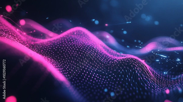 Obraz Abstract Digital Network Background   Pink and Blue Data Flow