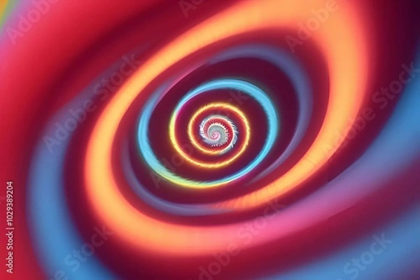 Fototapeta A colorful spiral showcasing a blend of red, blue, and yellow swirls, forming an eye-catching and lively pattern.