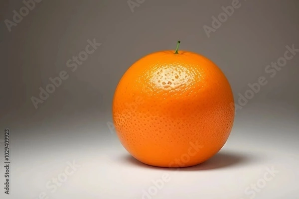 Fototapeta A single orange displayed against a stark white background, emphasizing its bright hue and round shape.