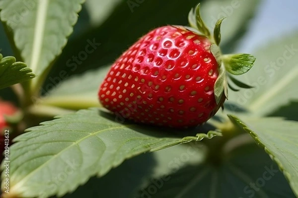 Fototapeta Mango: A smooth-skinned mango with a blend of rich red, orange, and yellow hues, resting against a clean white background. The slightly oval shape showcases the transition of colors from greenish near