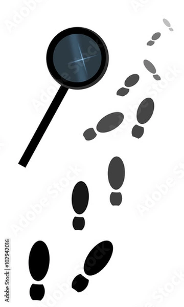 Fototapeta Лупа Детектив Следы Криминалистика Преступление Сыщик