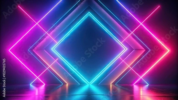 Obraz Neon geometric background with glowing shapes