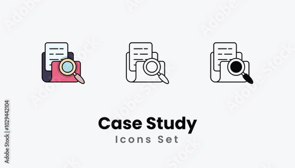 Fototapeta Case Study Icons thin line and glyph vector icon stock illustration