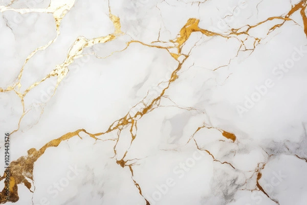 Obraz abstract seamless background, texture of artificial white marble stone with golden veins, fashionable marbled wallpaper