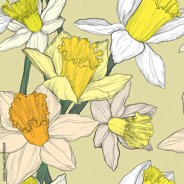 Obraz Jonquil Daffodil Narcissus płynny wzór