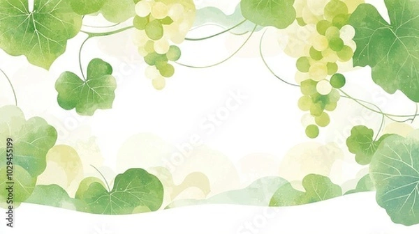 Obraz   A close-up shot of several grapes on a vine against a white backdrop, with space for text