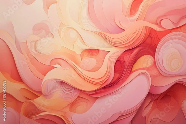 Fototapeta Abstract waves shape glowing in pink, orange and yellow spectrum. Background for banner, backdrop or texture
