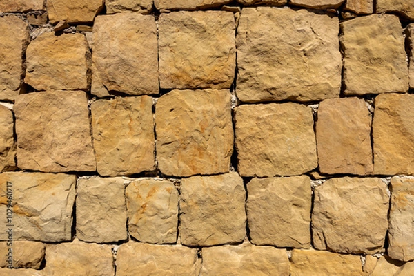 Obraz Large sandstone block patterned brick wall closeup