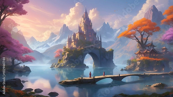 Obraz sunset over the river