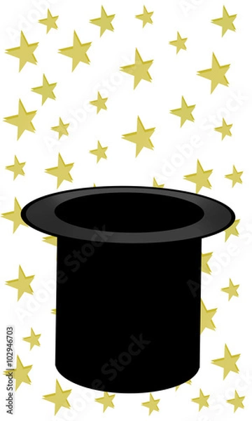 Fototapeta Изолированный Шляпа Цилиндр Звезды Волшебный