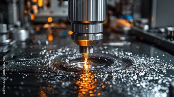 Fototapeta Operator programming a CNC milling machine, showcasing the blend of traditional machining skills and modern technology in manufacturing