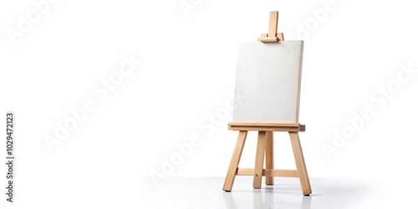 Fototapeta painters easel with blank canvas isolated on white