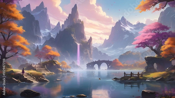 Obraz sunset in the mountains