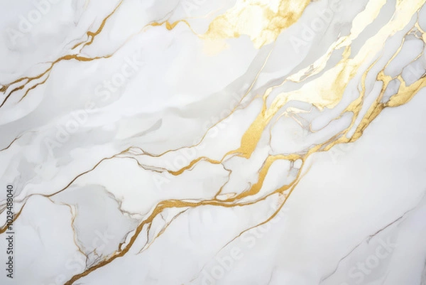 Obraz abstract seamless background, texture of artificial white marble stone with golden veins, fashionable marbled wallpaper