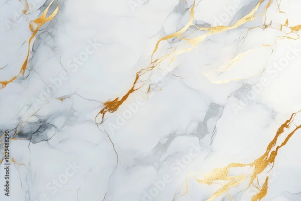 Obraz abstract seamless background, texture of artificial white marble stone with golden veins, fashionable marbled wallpaper