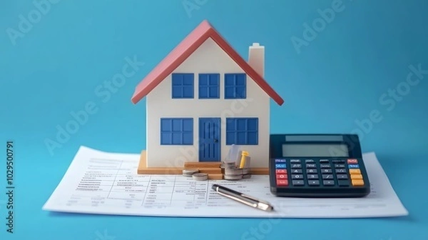Fototapeta Real Estate concept, Agent to present the property .price for loan investment chart graph documents and calculating table payment to customer.