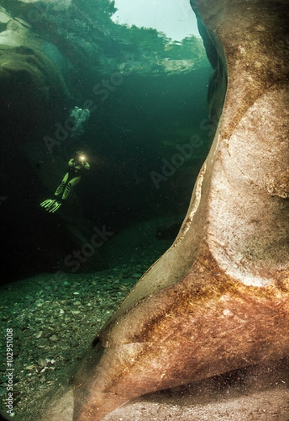 Fototapeta Scuba diving in Switzerland